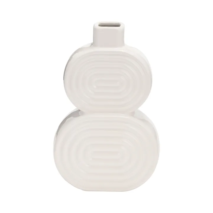 Sagebrook Home 10 in. White Stoneware Stacked Circles Decorative Vase