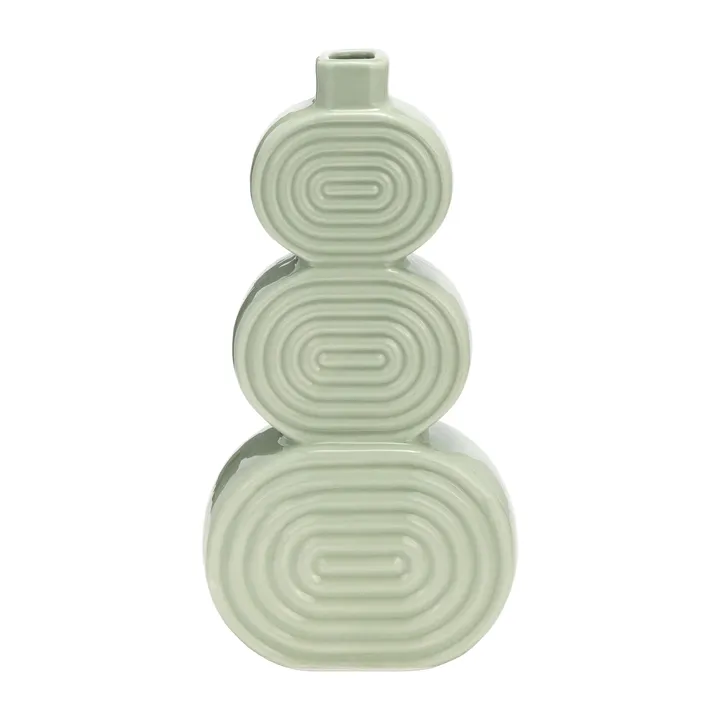 Sagebrook Home 12 in. Cucumber Green Stoneware Stacked Circles Decorative Vase