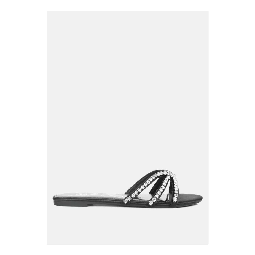 Rag Company Mezzie Dimante Strap Flat Sandals