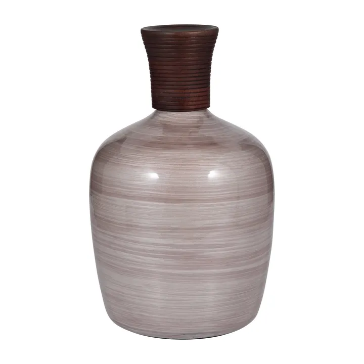 Sagebrook Home Blush Glass Vase with Mango Wood Top - Elegant Home Decor