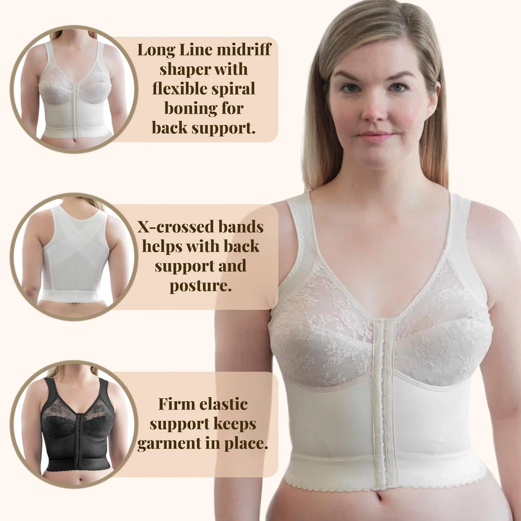 Rago Shapewear Front Closure Back Support Long Line Bra