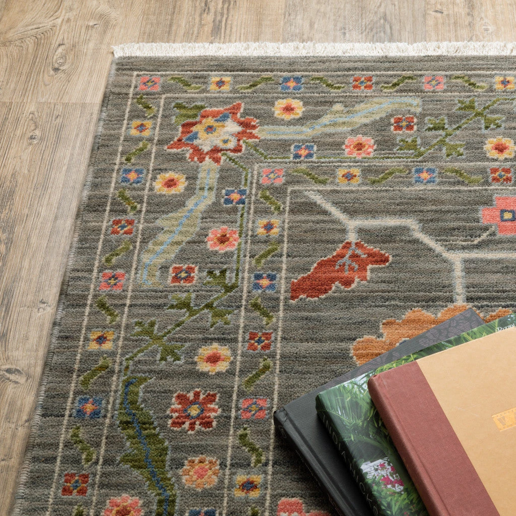 HomeRoots Stain Resistant Oriental Area Rug with Fringe