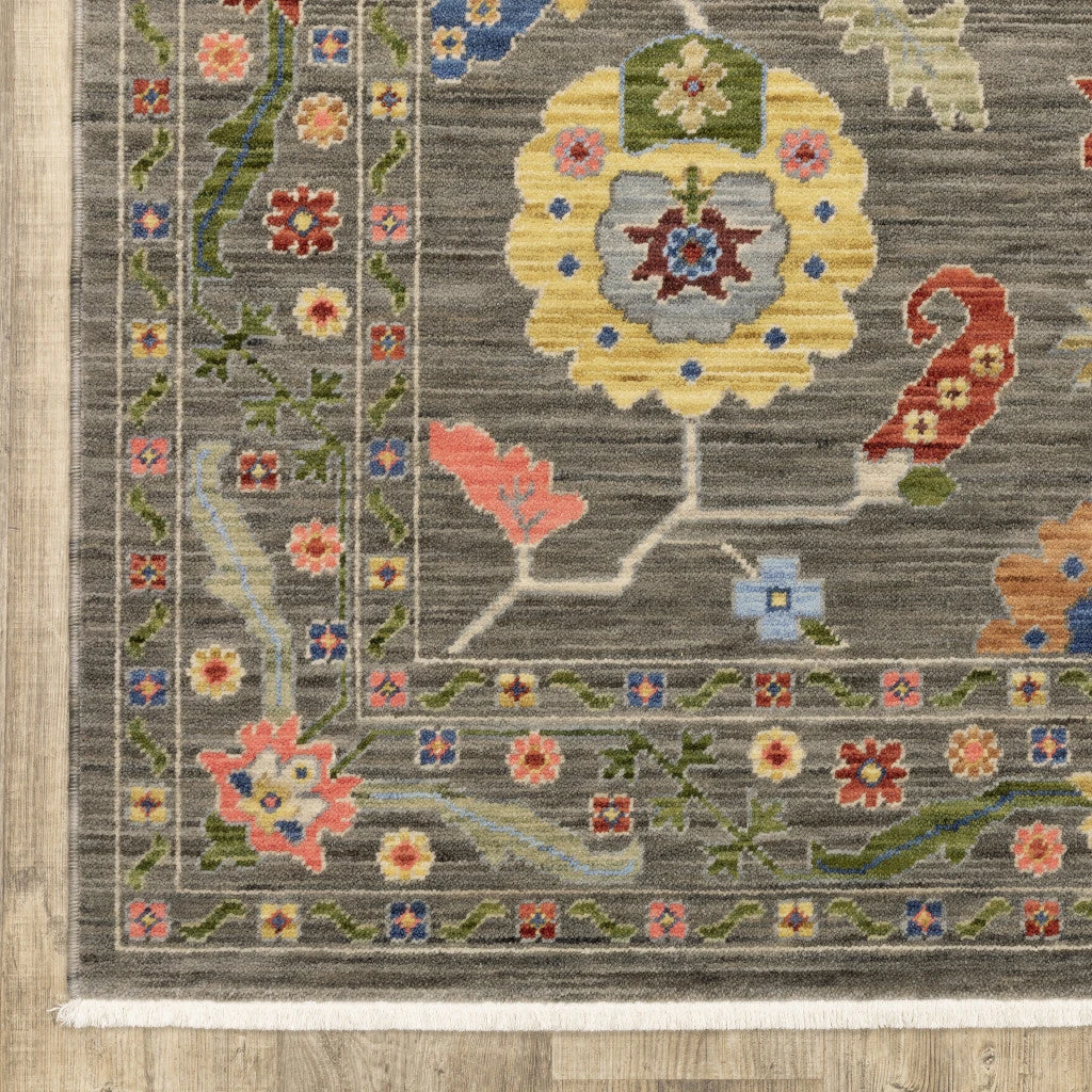 HomeRoots Stain Resistant Oriental Area Rug with Fringe