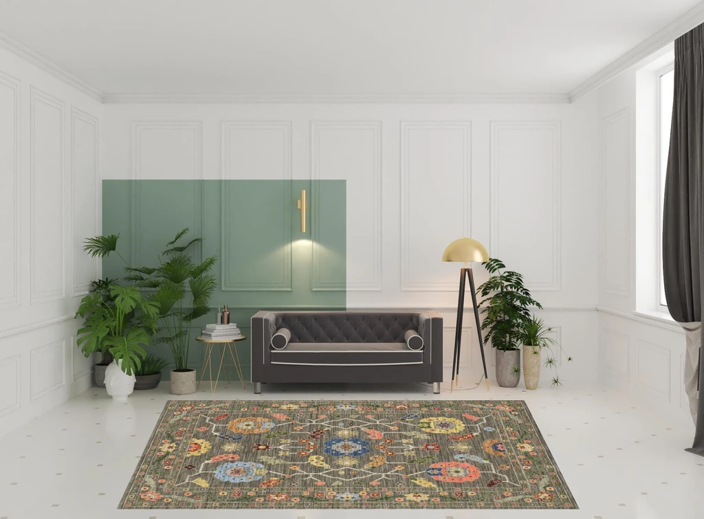 HomeRoots Stain Resistant Oriental Area Rug with Fringe