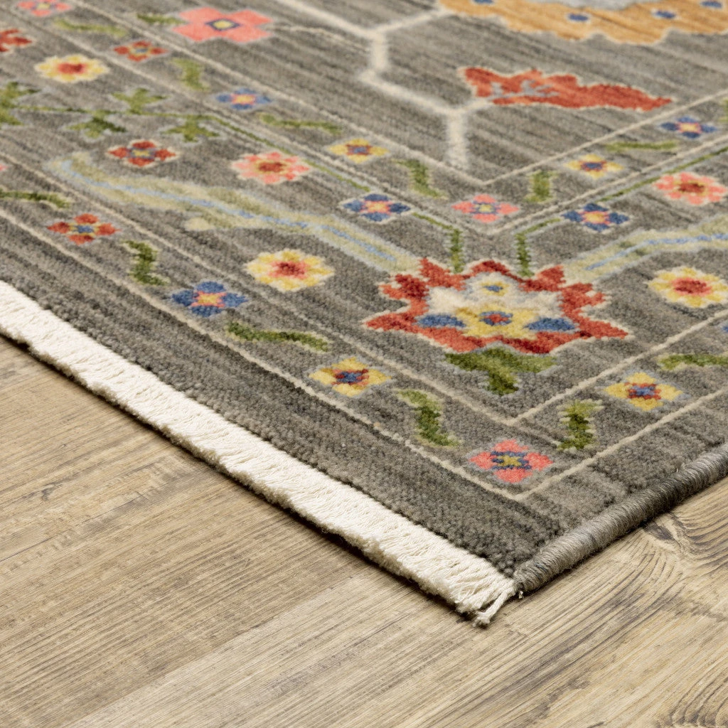 HomeRoots Stain Resistant Oriental Area Rug with Fringe