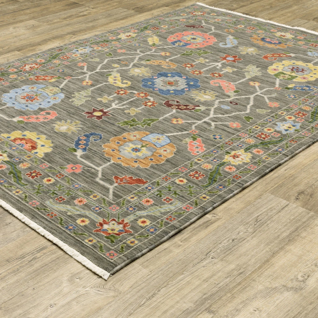 HomeRoots Stain Resistant Oriental Area Rug with Fringe