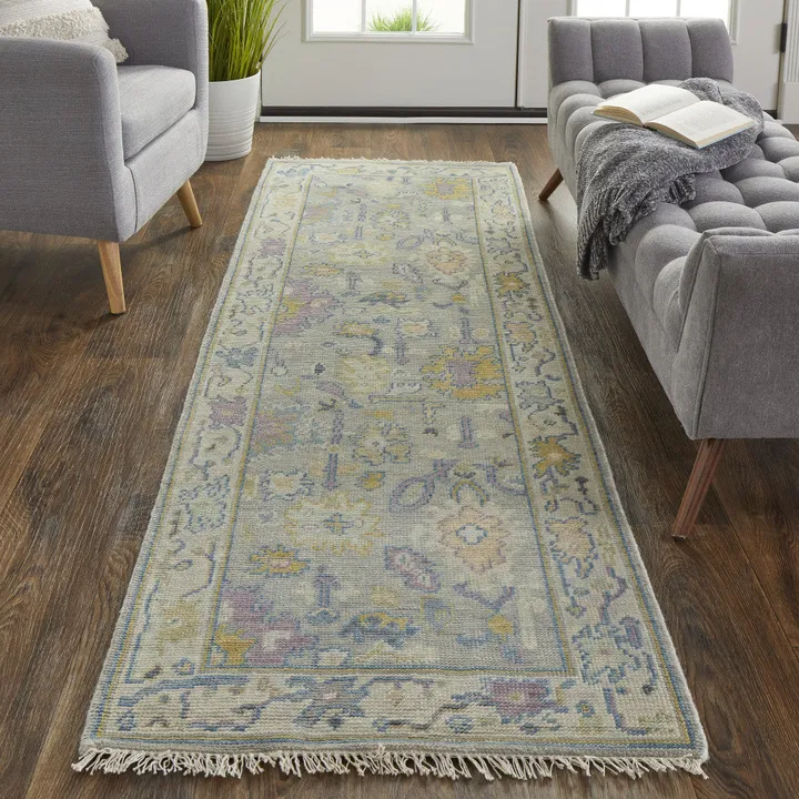HomeRoots Wool Oriental Hand Knotted Area Rug With Fringe