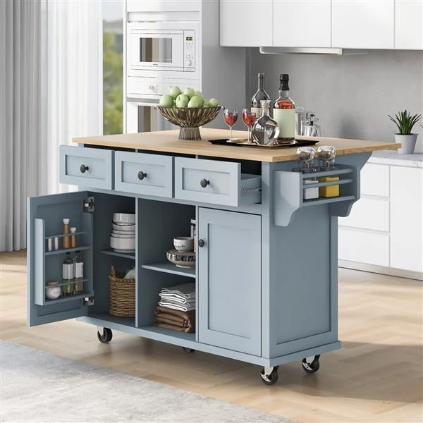 HomeNest Haven Versatile Kitchen Cart with Drop-Leaf Countertop & Storage