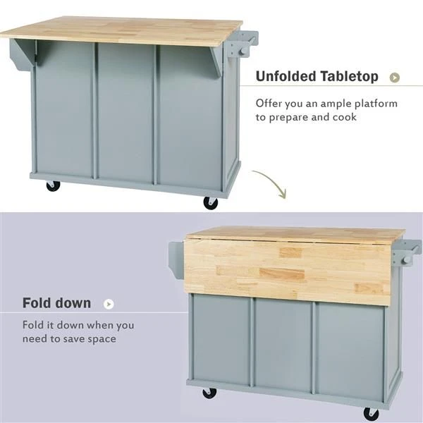 HomeNest Haven Versatile Kitchen Cart with Drop-Leaf Countertop & Storage