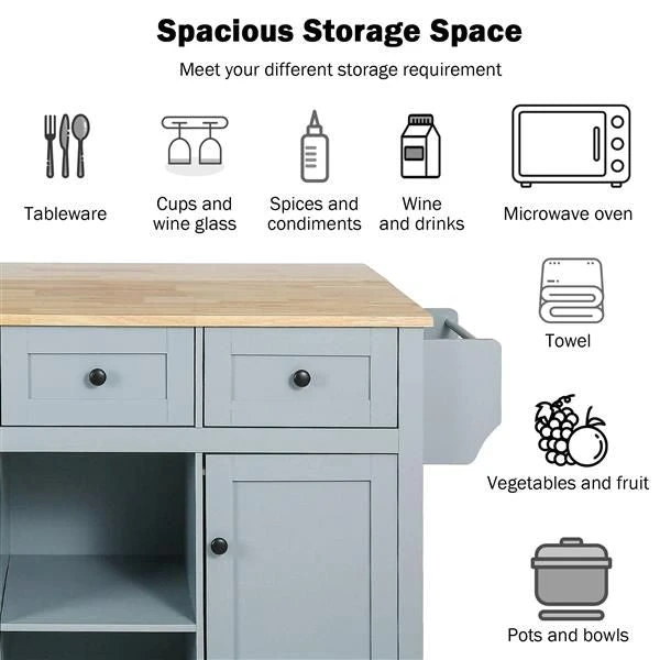 HomeNest Haven Versatile Kitchen Cart with Drop-Leaf Countertop & Storage