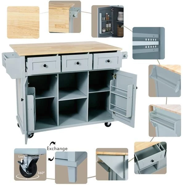 HomeNest Haven Versatile Kitchen Cart with Drop-Leaf Countertop & Storage