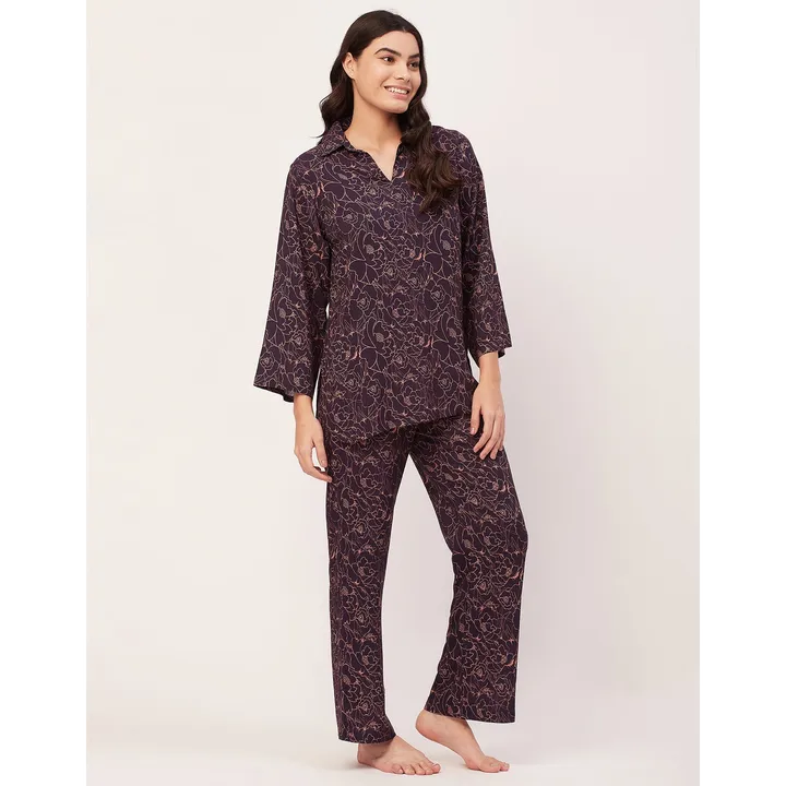 Moomaya Night Suit, Printed Rayon