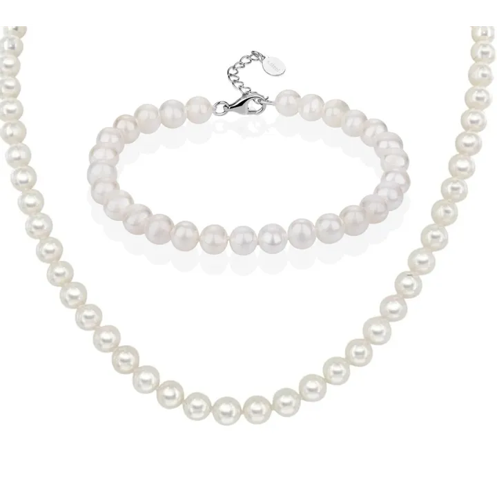 Donatello Gian Long Pearl Necklace and Bracelet Set