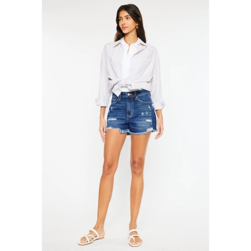 Kan Can USA High Rise No Stitch Frayed Hem Shorts