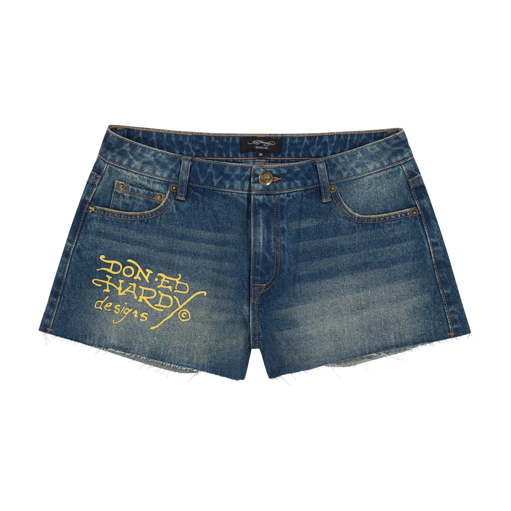 Ed Hardy Screaming Tiger Denim Shorts