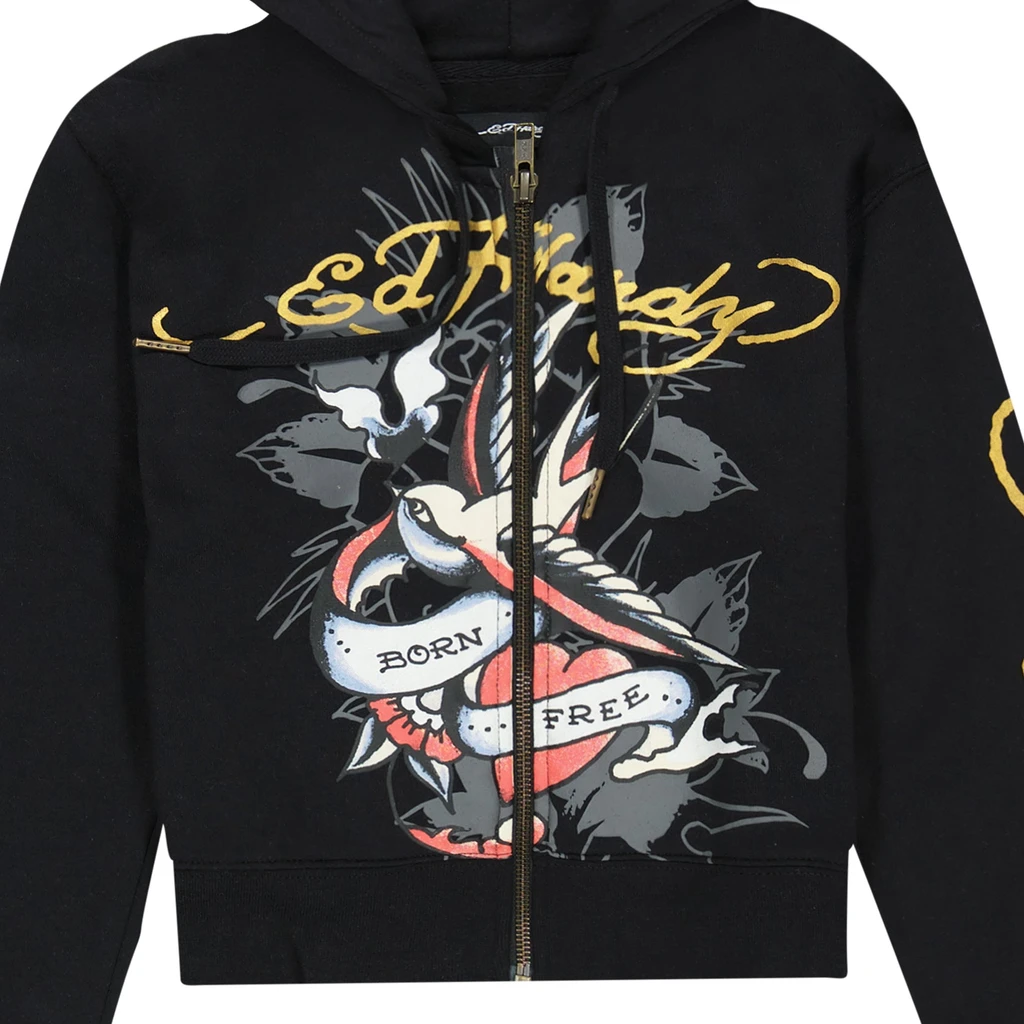 Ed Hardy Swallow Cropped Hoodie