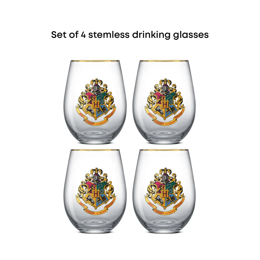 JoyJolt Harry Potter Hogwarts Heritage Stemless Drinking Glasses