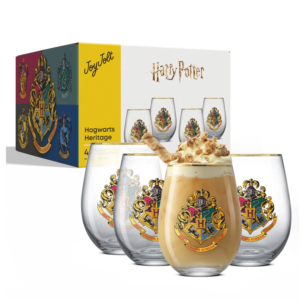 JoyJolt Harry Potter Hogwarts Heritage Stemless Drinking Glasses