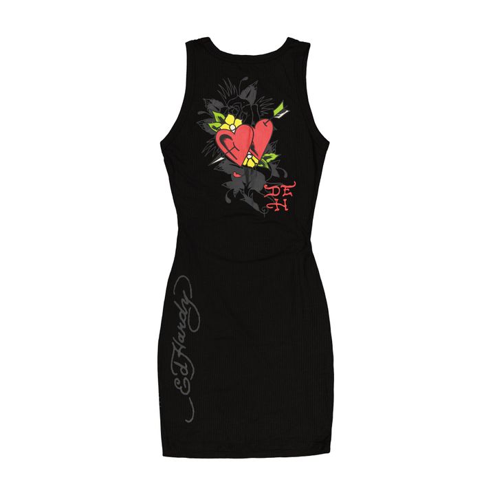 Ed Hardy HEART WINGS リブ タンクドレス Ed Hardy Heart Wings Cut Out Ribbed Tank Dress - Black