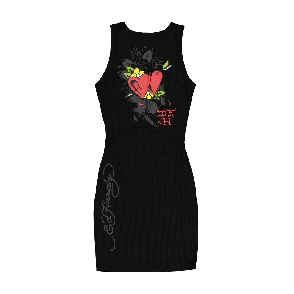 Ed Hardy Heart Wings Cut Out Rib Tank Dress