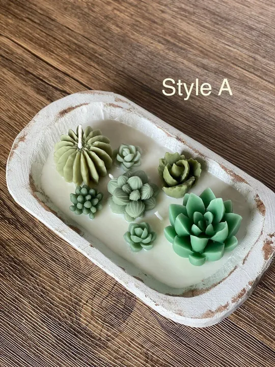 Crazy About Candles Arizona Dream Scented Cactus Garden Candle In Wooden Bowl - Style A