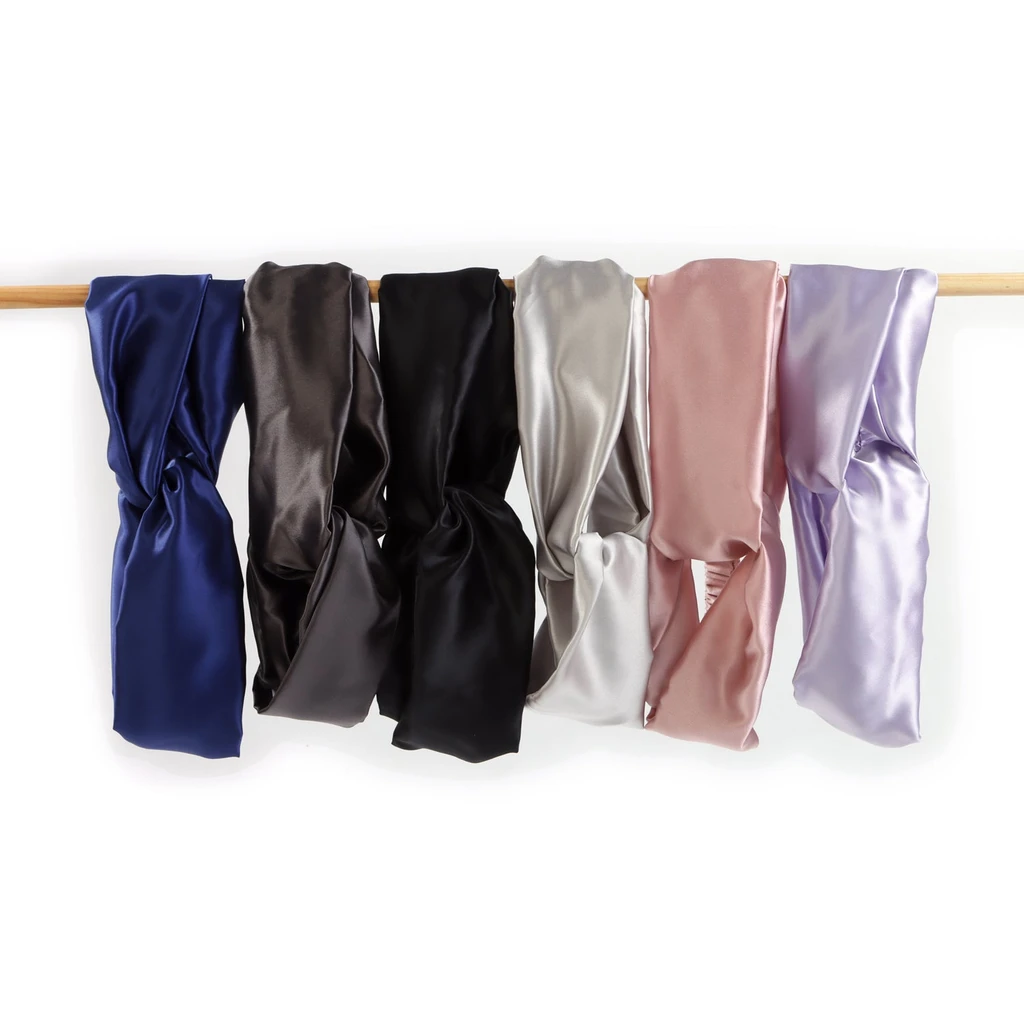 MYK Silk Twist Style Silk Headband with Elastic Band