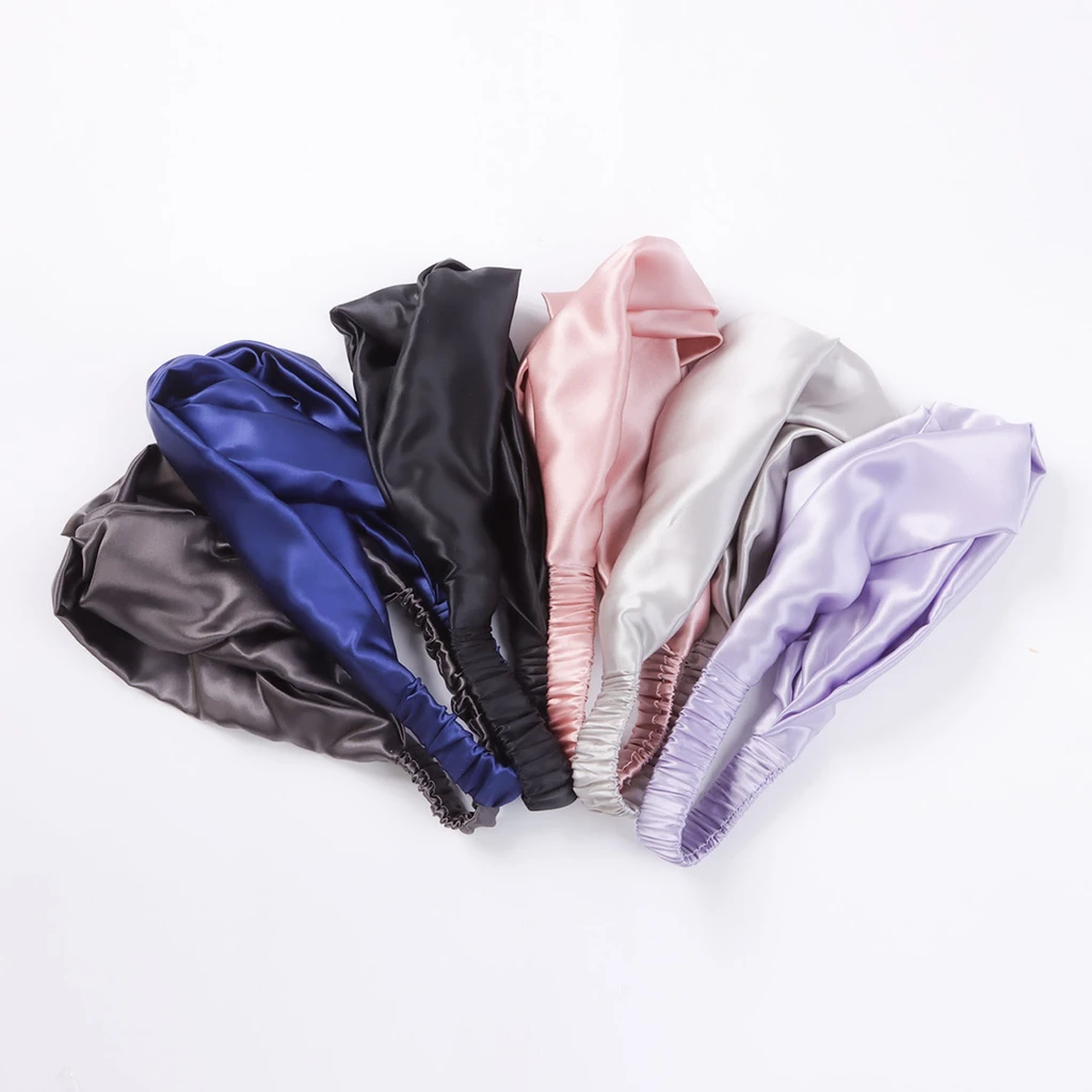 MYK Silk Twist Style Silk Headband with Elastic Band