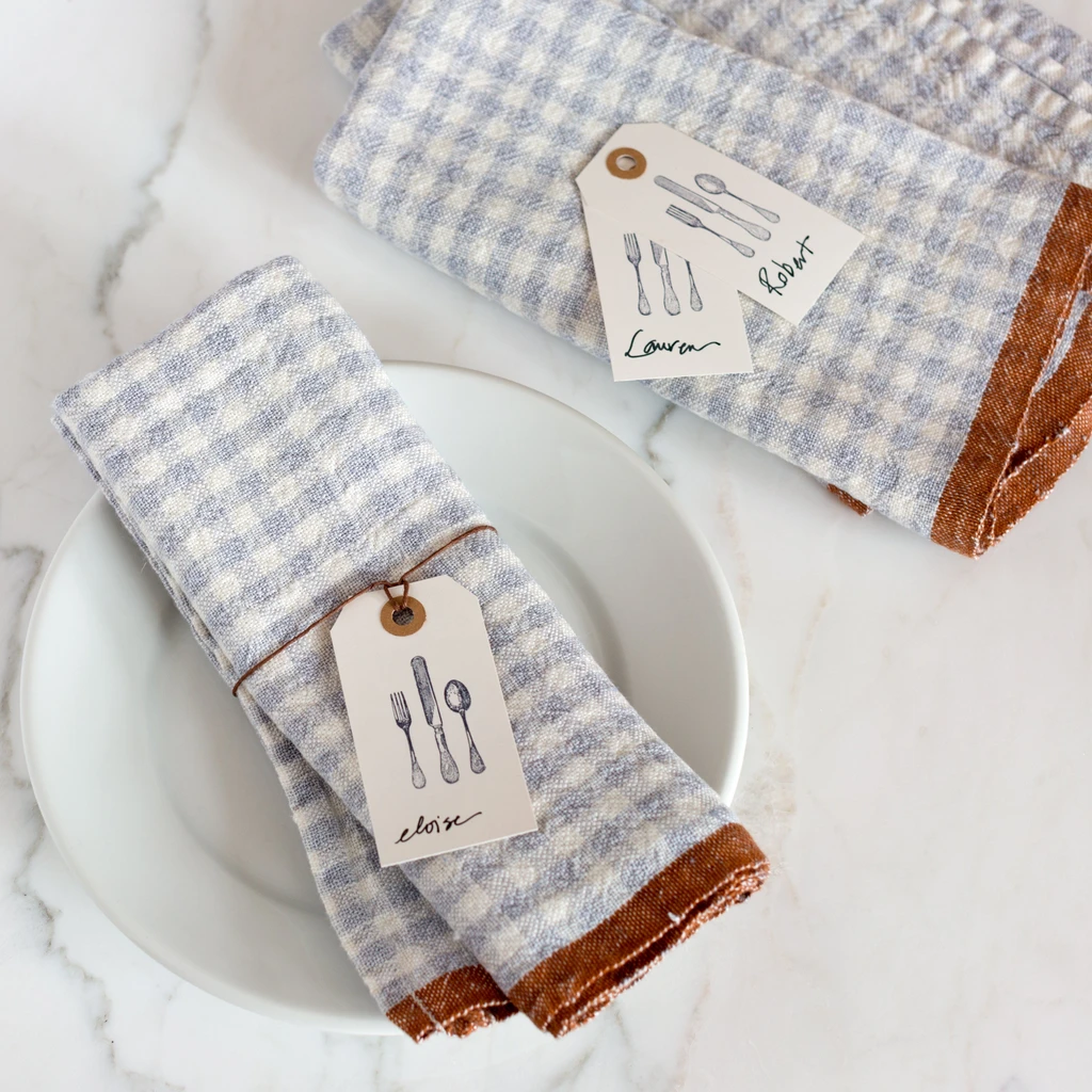 Caravan Home Decor Two-Tone Gingham Napkins Set