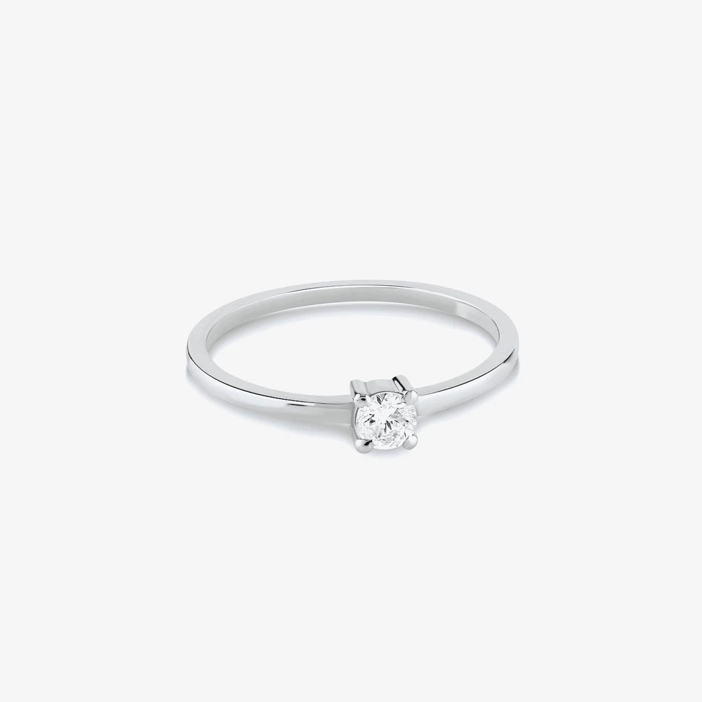 JCarat 14k Solid Gold Diamond Square Solitaire Rings - 0.10 ct