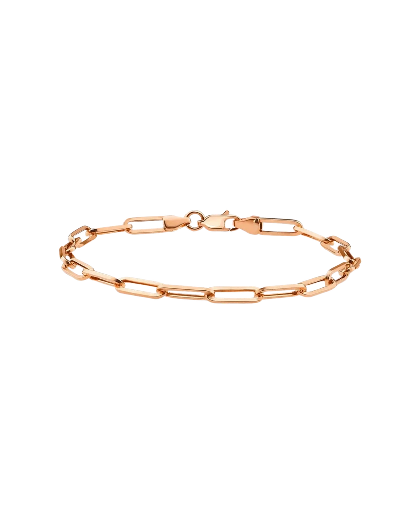 JCarat 14k Solid Gold Paperclip Bracelet