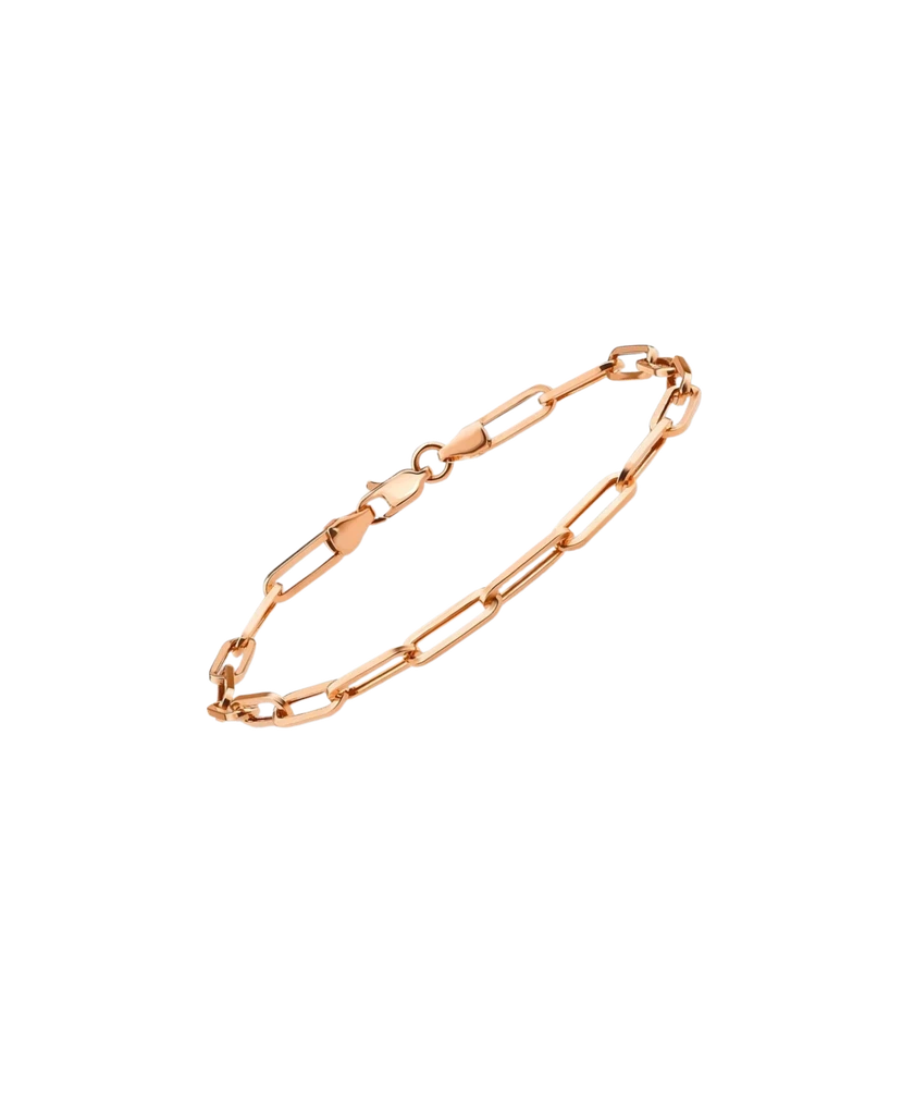 JCarat 14k Solid Gold Paperclip Bracelet