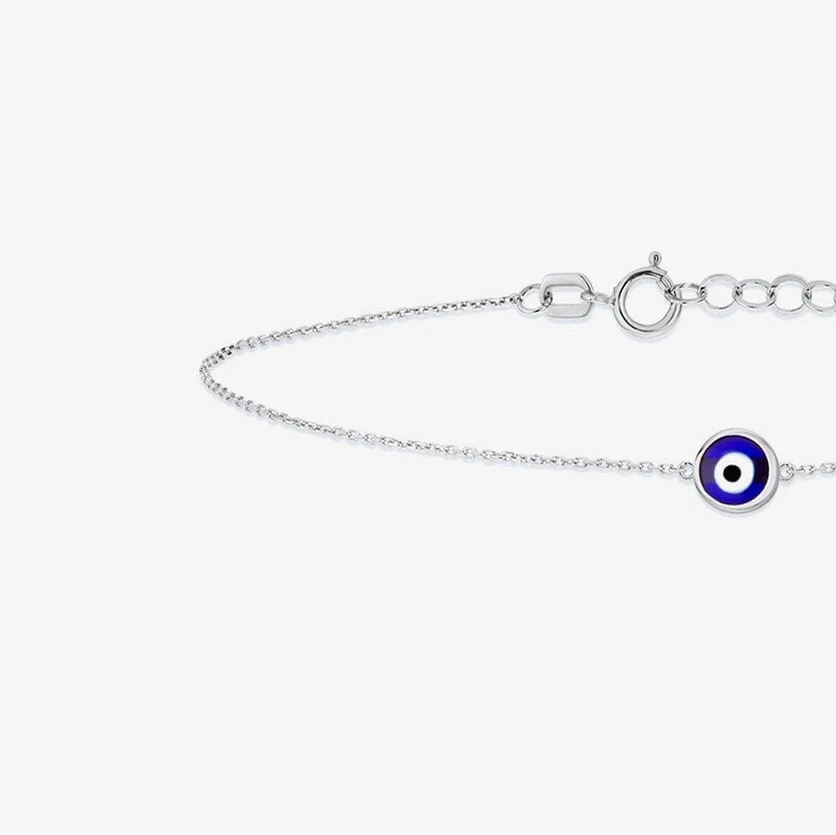 JCarat 14k Solid Gold Mini Evil Eye Bracelet