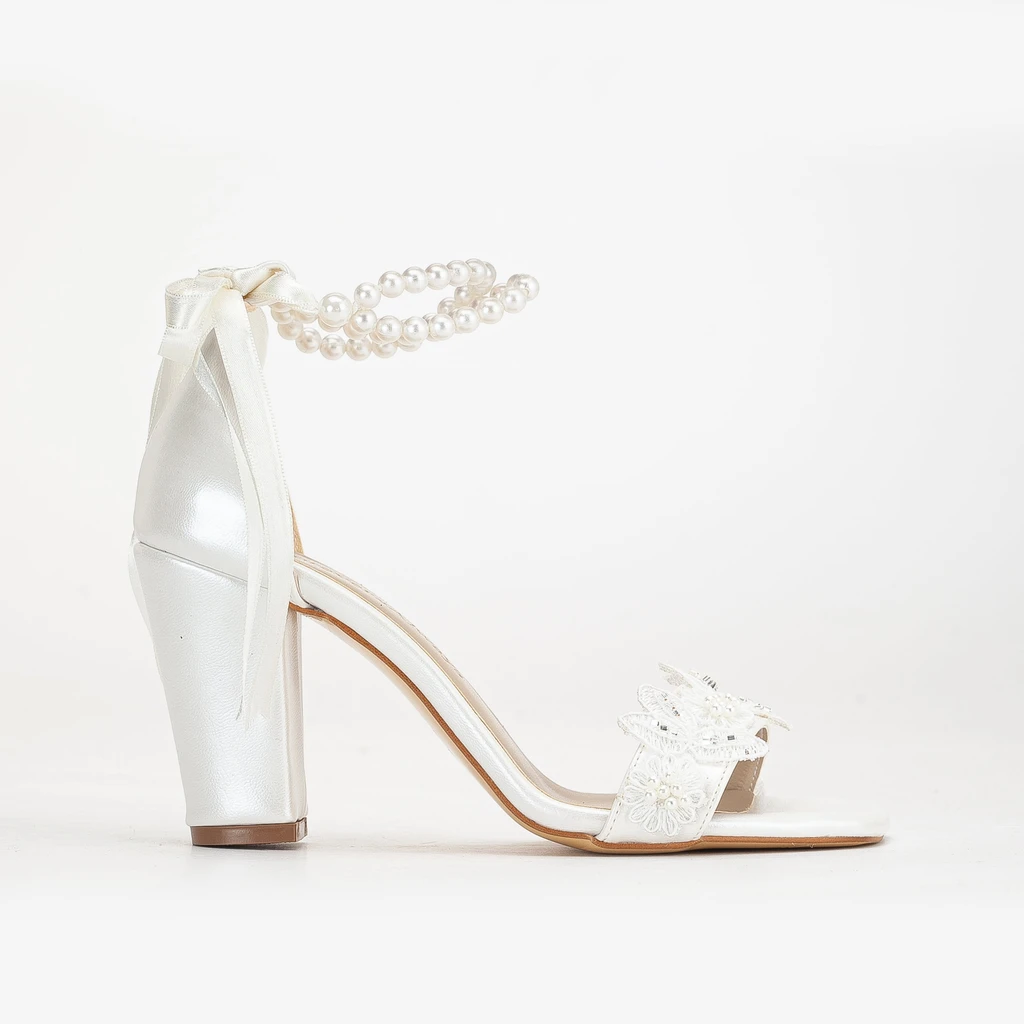 Forever & Always Shoes Helene Lace Bridal Heels With Pearls