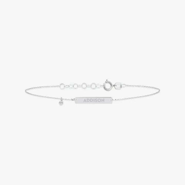 JCarat Diamond Engravable Bar Bracelet In 14k Solid Gold