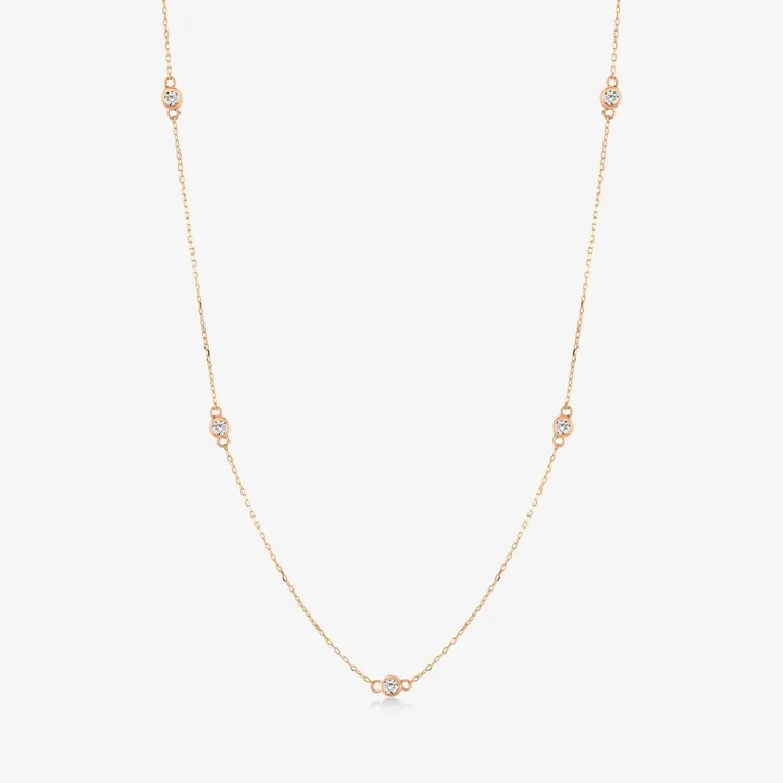JCarat Solitiare Diamond Station Necklace