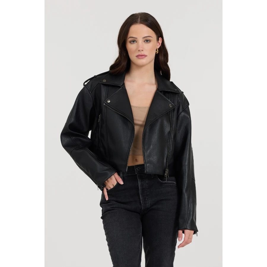 Vintage Havana Leather Moto Jacket