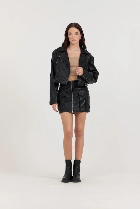 Vintage Havana Leather Moto Jacket