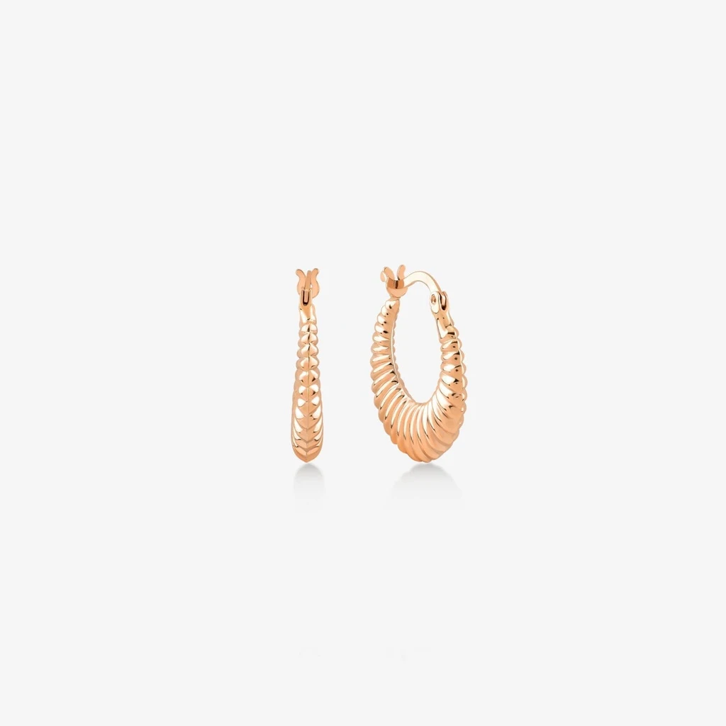 JCarat 14k Solid Gold Croissant Hoops