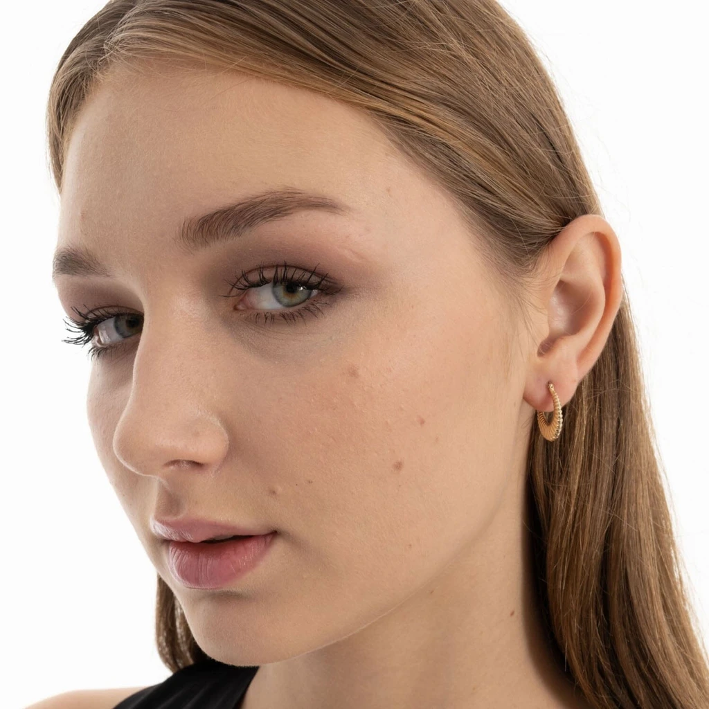 JCarat 14k Solid Gold Croissant Hoops