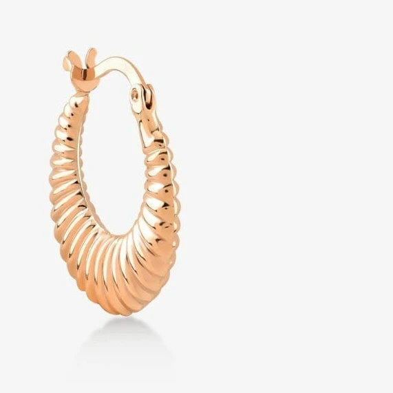 JCarat 14k Solid Gold Croissant Hoops