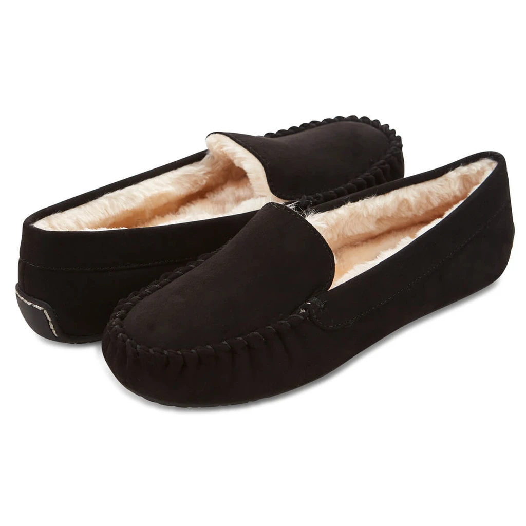 Floopi Women’s Lily Moccasin Faux Suede Slippers