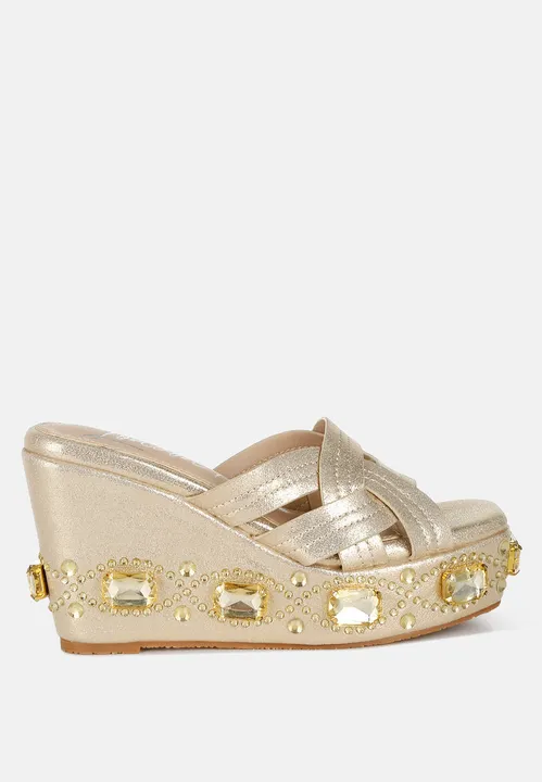 London Rag Blistronic Chunky Diamante & Rhinestone Cut-Out Sandals