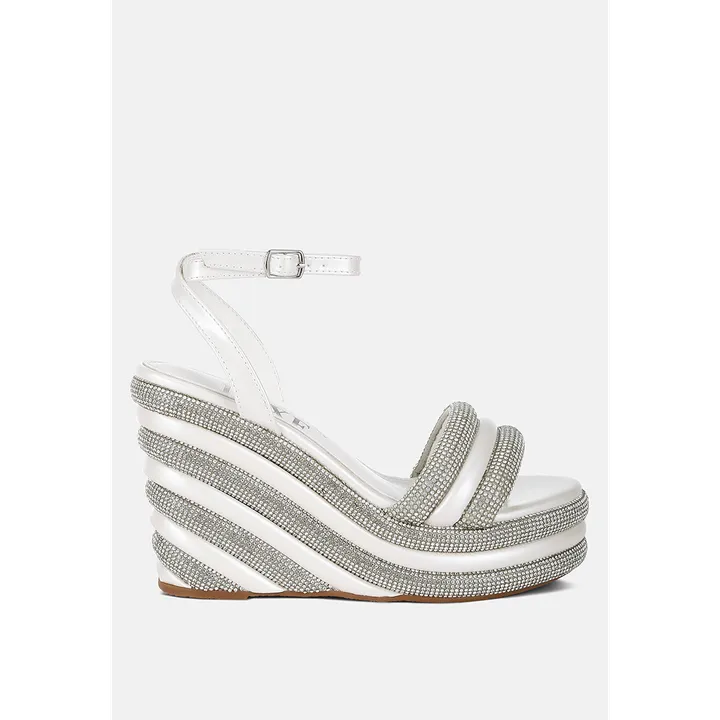 London Rag My Bliss Rhinestone Studded Wedge Sandals