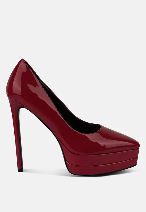 London Rag Cuddles Patent Faux Leather Platform Stiletto Pumps