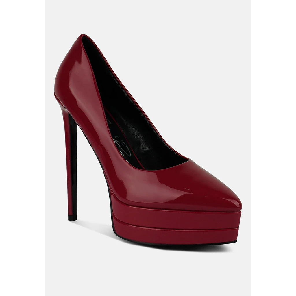 London Rag Cuddles Patent Faux Leather Platform Stiletto Pumps