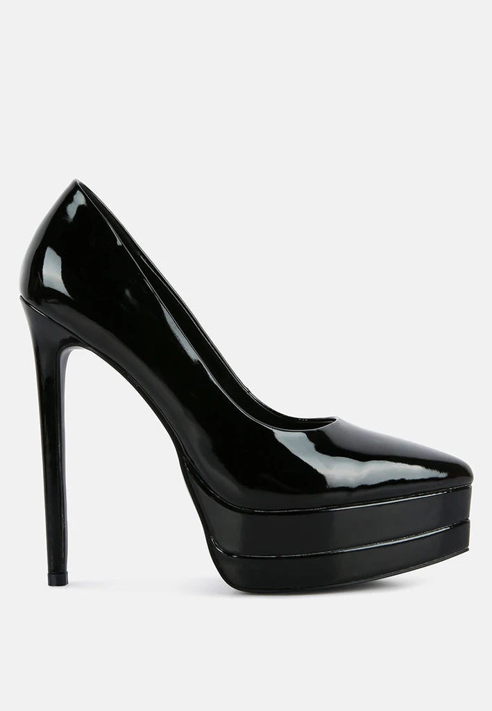 London Rag Cuddles Patent Faux Leather Platform Stiletto Pumps