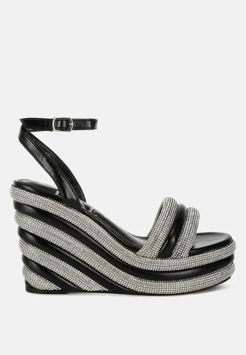 London Rag Rhinestone Studded Wedge Sandals