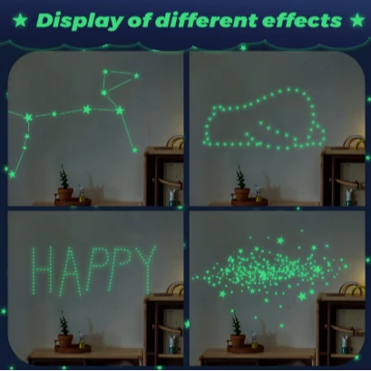 USA Toyz Glow-In-The-Dark Star & Moon Stickers - Create A Magical Night Sky