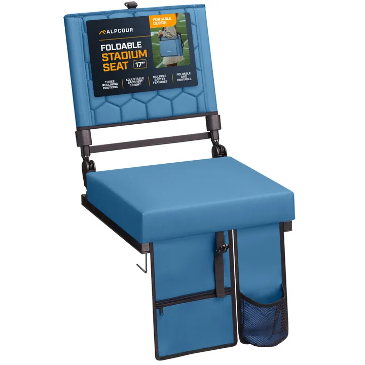 Alpcour Folding Reclining Stadium Seat with Adjustable Height Backrest