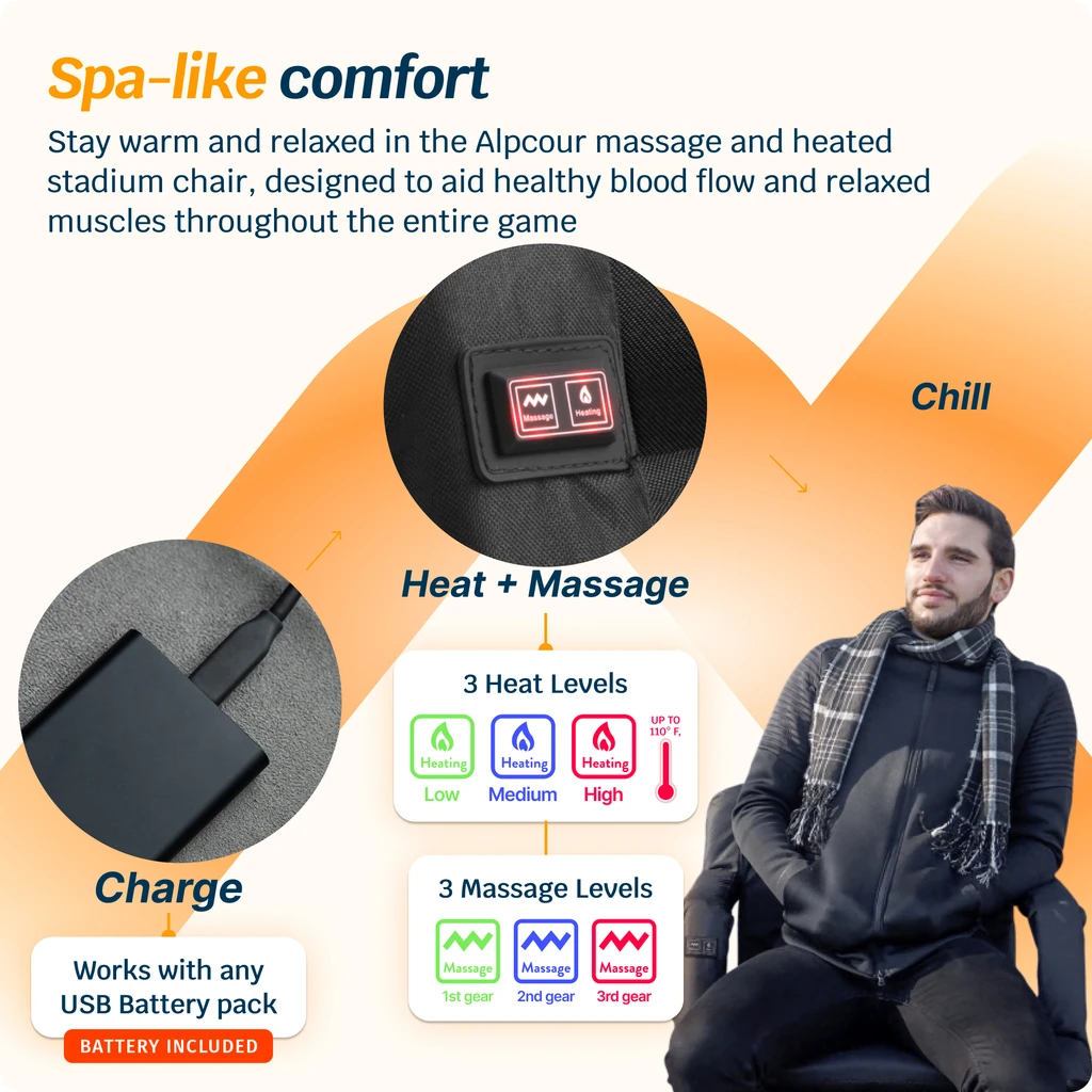 Alpcour Reclining Stadium Seat – Heated + Massage